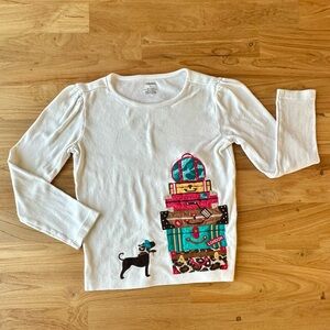 Gymboree White Tee with Dog and Suitcases Size 8